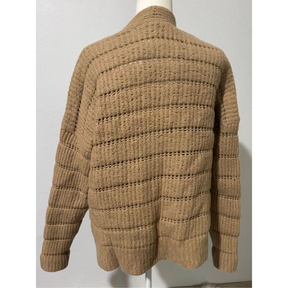 Spiritual Gangster Brown tan merino wool blend open front knit cardigan sweater - Picture 6 of 8